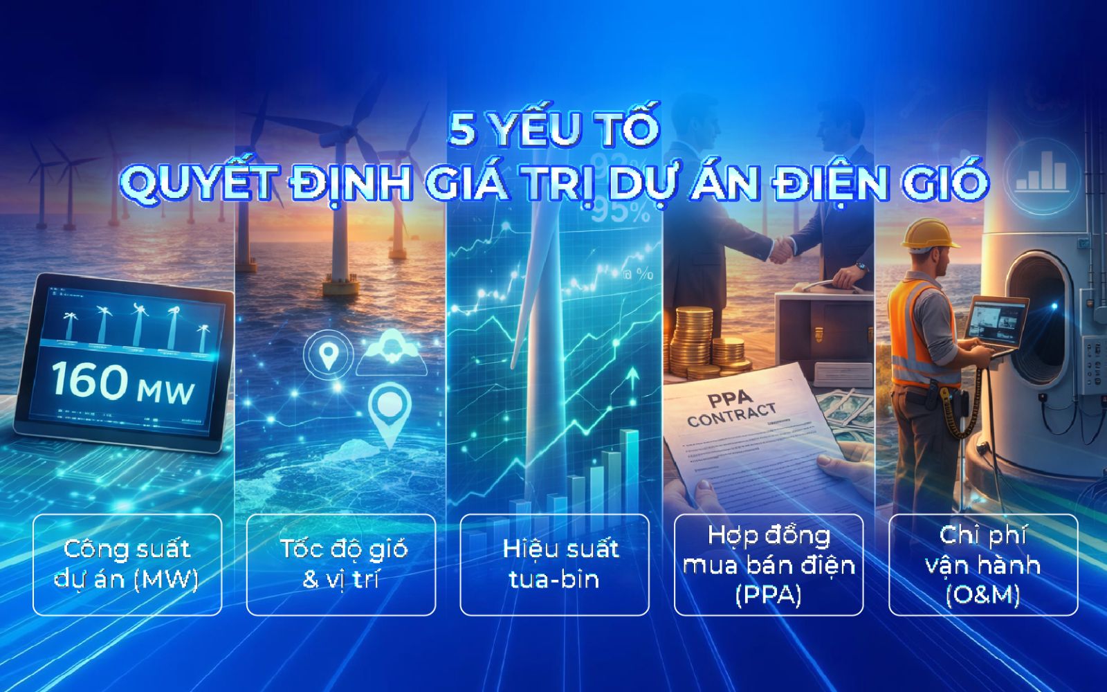 5 yếu tố quyết định giá trị dự án điện gió
