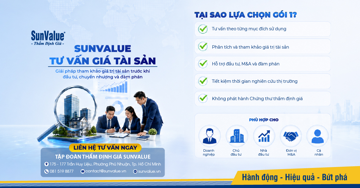 SunValue cung cấp dịch vụ thẩm định giá và tư vấn tài sản