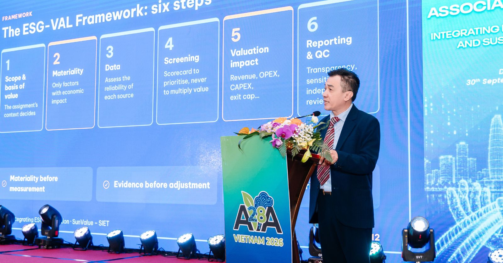 TS. Trương Thái Sơn trình bày tham luận chuyên môn về ESG và chuyển đổi số trong thẩm định giá tại AVA 28