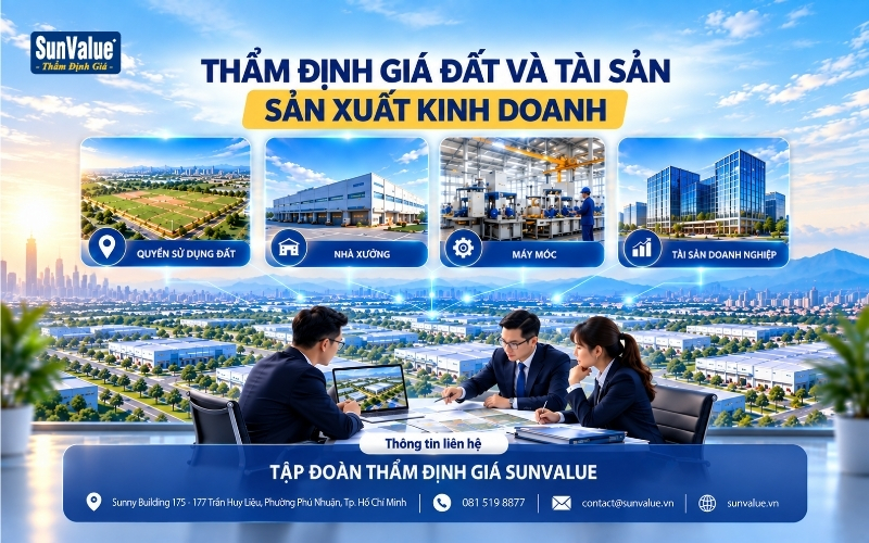 Dịch vụ thẩm định giá đất sản xuất kinh doanh tại SunValue