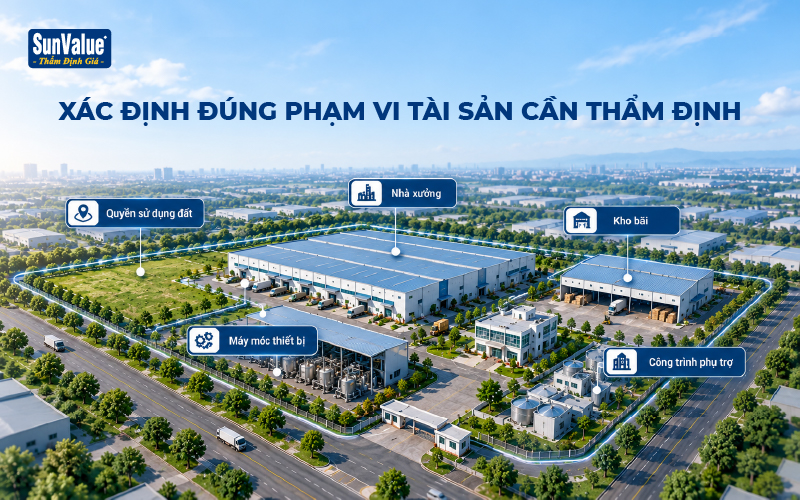 Xác định quyền sử dụng đất, nhà xưởng và máy móc trong phạm vi tài sản bảo đảm