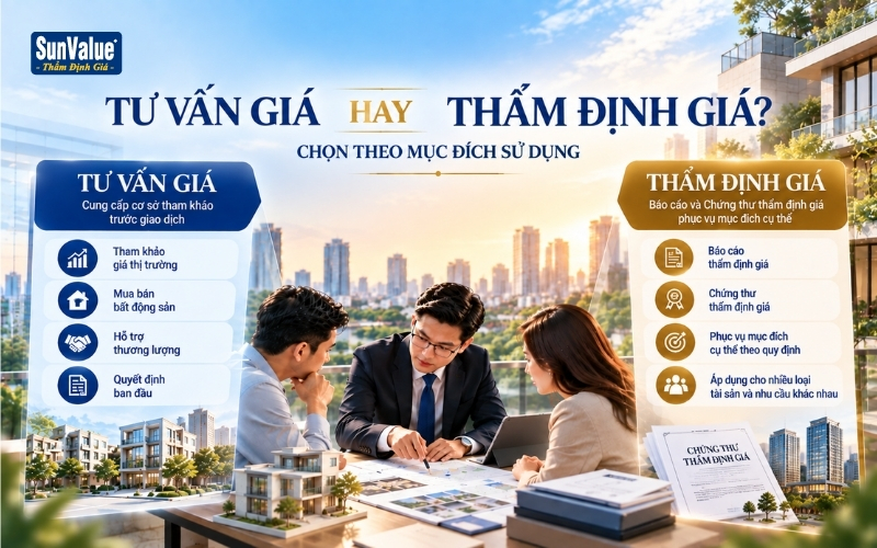 Phân biệt tư vấn giá bất động sản và thẩm định giá theo mục đích sử dụng kết quả